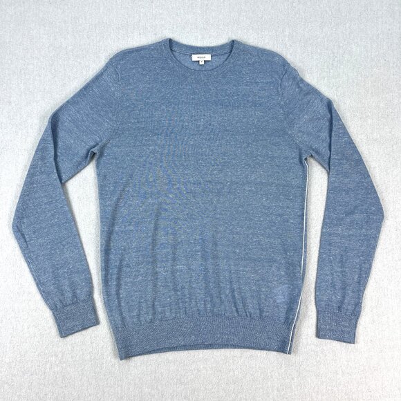 Reiss Grayson Sweater Mens S Linen Wool Blend Light Blue Long Sleeve Crew Jumper - Picture 1 of 10